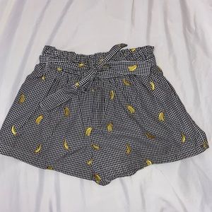 Patterned banana paper bag shorts